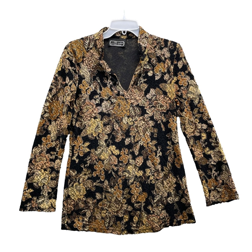 VTG Studio Connection Tunic Top Women's Small Floral 70's Boho Whimsigoth Office
